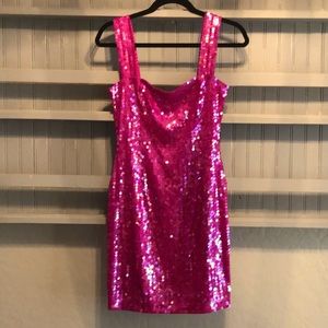 Vintage Sequins Pink Party Dress